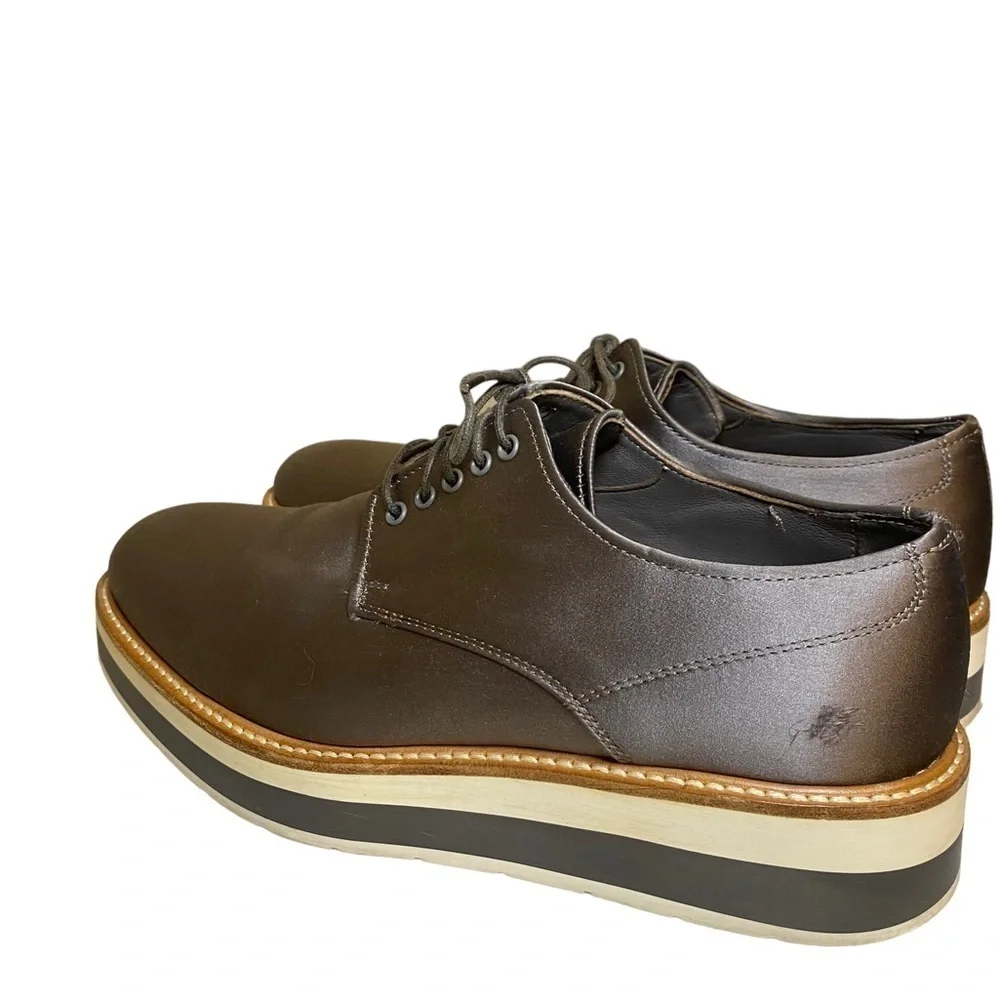Vince. Gray Satin Creeper Platform Lace Up Oxford size 8M